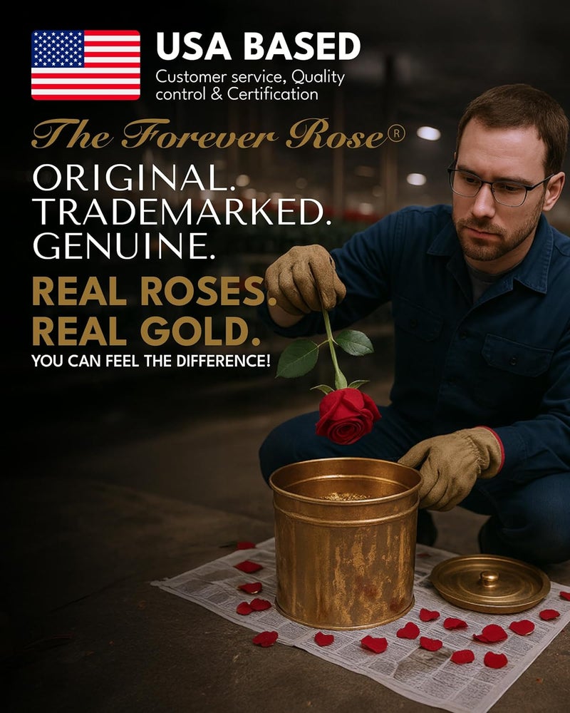 Forever Rose 24K Gold Dipped Real Rose with Gold Gift Box - Image 3